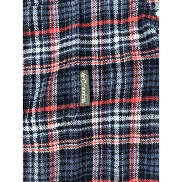 Columbia Shirt Mens Medium Blue Red Flannel Plaid Button Up Regular Fit‎ Comfort - Picture 3 of 10